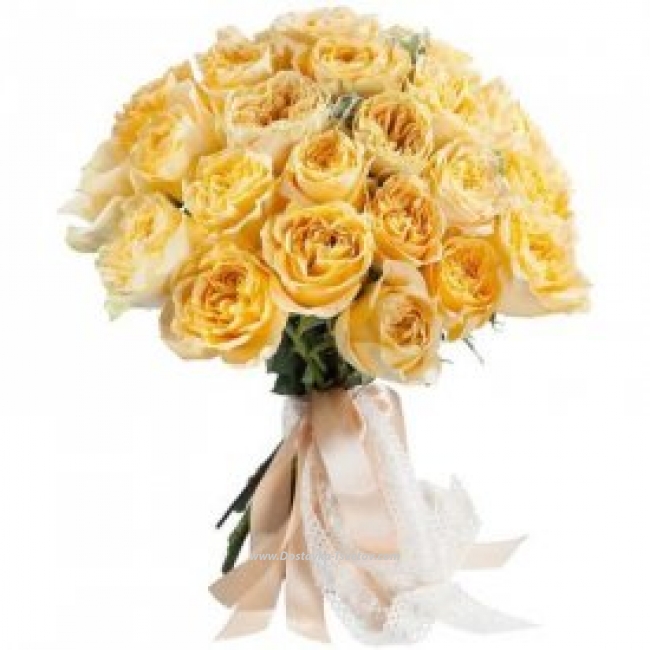 Пионовидные розы Букет желтых пионовидных роз "Солнышко"